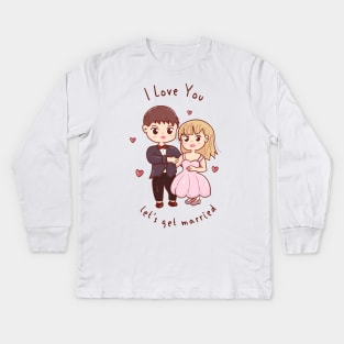 let's get married bride and groom Kids Long Sleeve T-Shirt